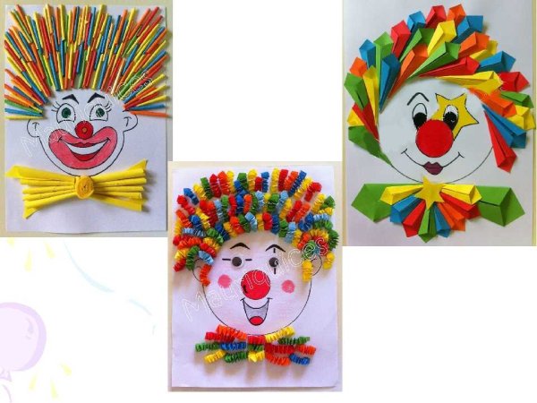 Поделка клоун из цветной бумаги