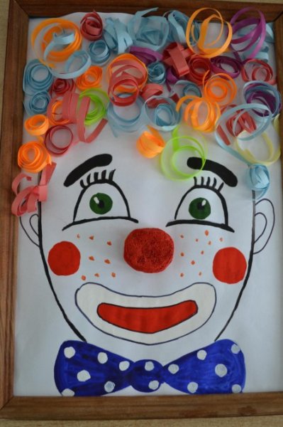 Конспект занятия день смеха. Аппликация клоун в детском саду. Поделка клоун старшая группа. Поделка клоун из цветной бумаги. Лицо клоуна для поделок.