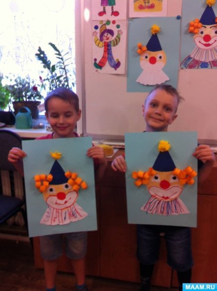 Аппликация клоун в старшей группе