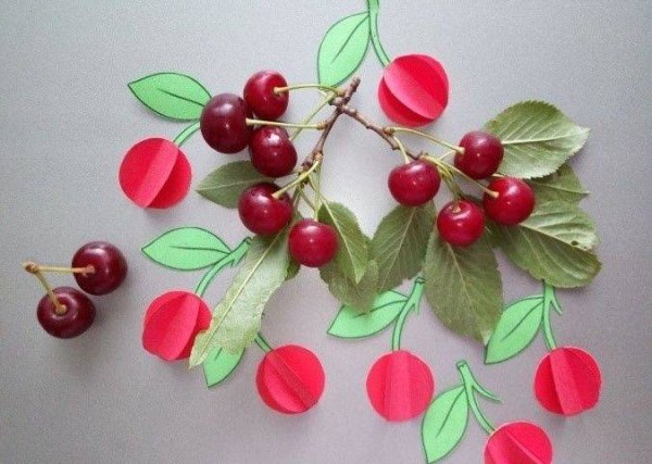 Аппликация вишня объемная