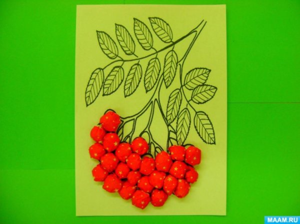Гроздья рябины пластилинография
