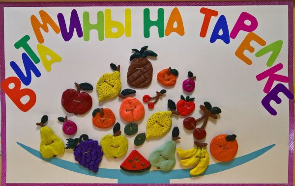 Витамины на тарелке лепка