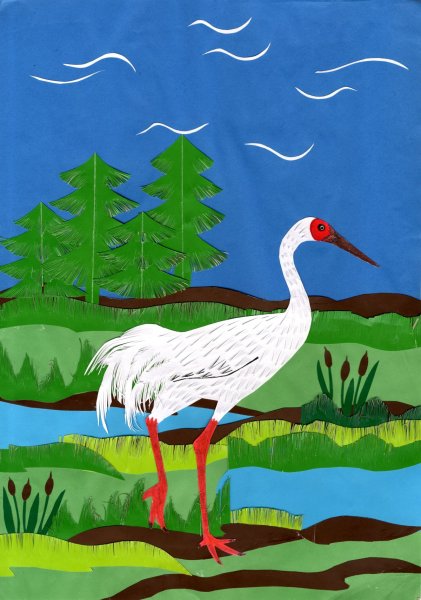 Аппликация журавль