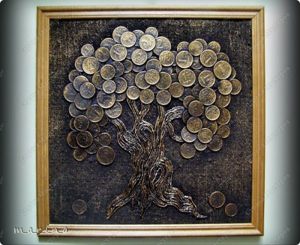 Панно денежное дерево в технике пейп арт