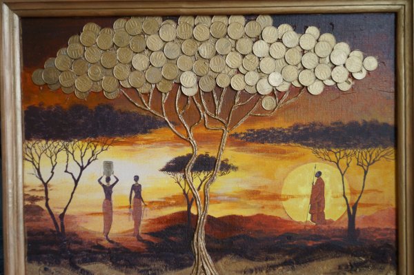 Аппликация из денег