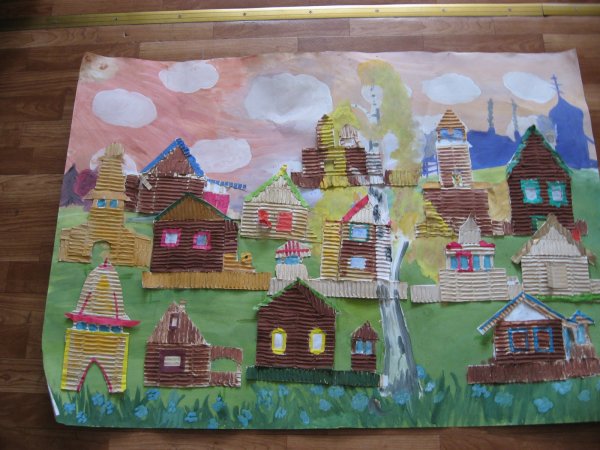 Коллективное панно деревня