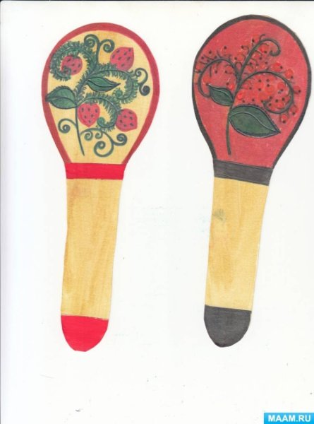 Рисование в подготовительной группе хохломские ложки