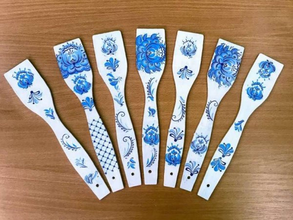 Роспись кухонных лопаточек деревянных