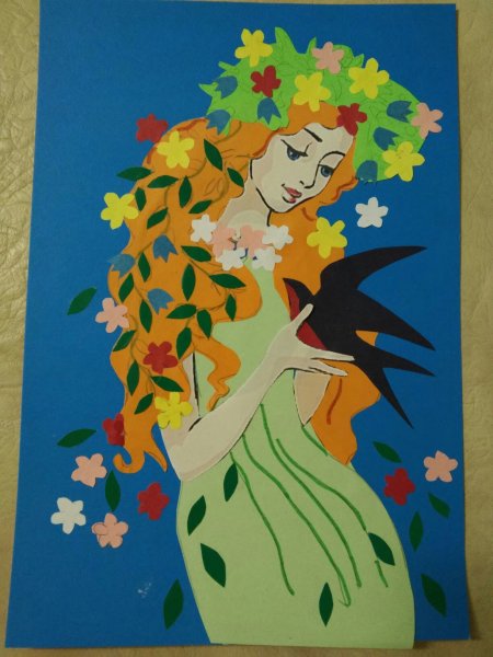 Аппликация девушка Весна