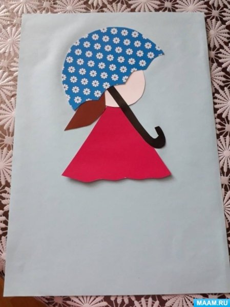 Аппликация девочка с зонтиком