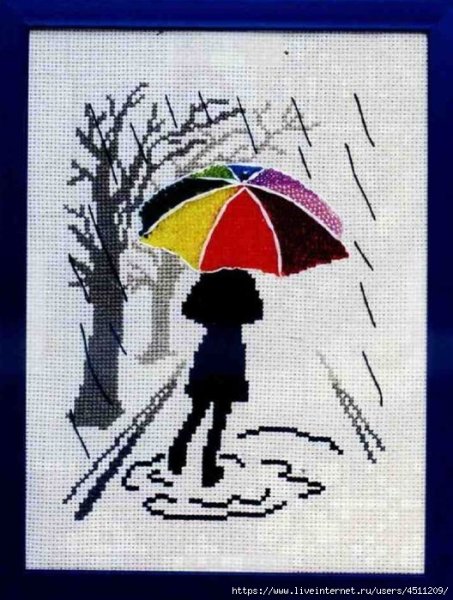 Вышивка крестиком под зонтом