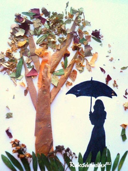 Поделка зонт с листьями