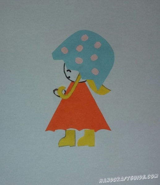 Аппликация из цветной бумаги девочка с зонтиком