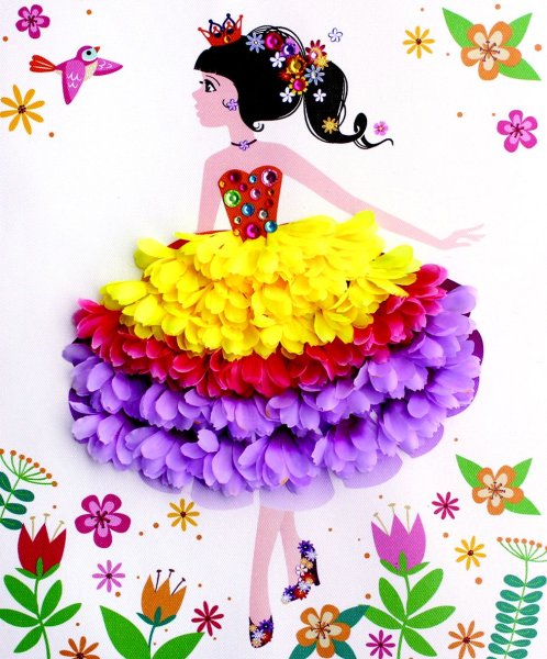 Платье с объемными цветочками для девочек
