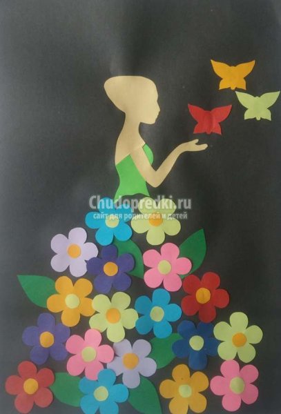 Цветочная аппликация на платье для девочки