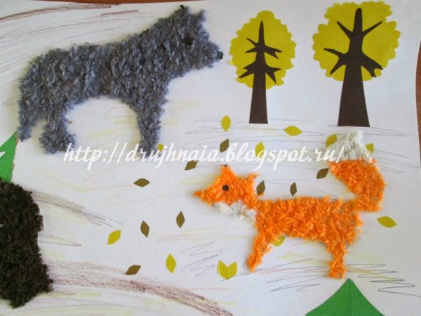 Аппликация Дикие животные подготовительная группа