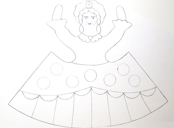 Дымковская игрушка Барыня трафарет