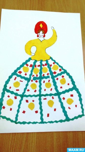 Дымковская Барыня аппликация