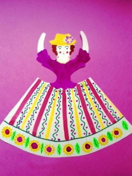 Дымковская игрушка Барыня из бумаги