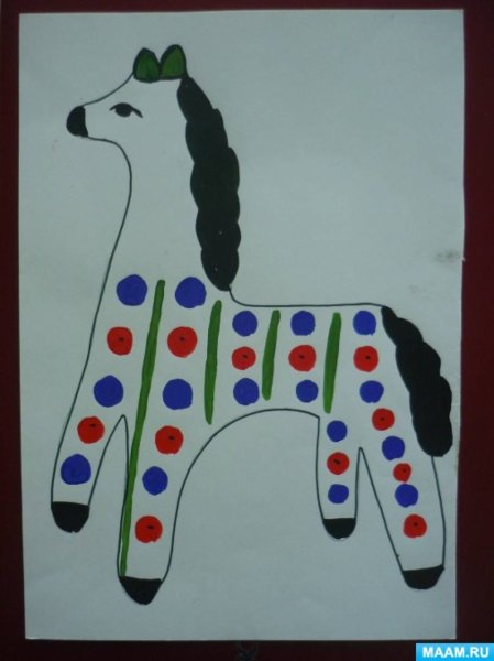 Пластилинография средняя группа Дымковская лошадка