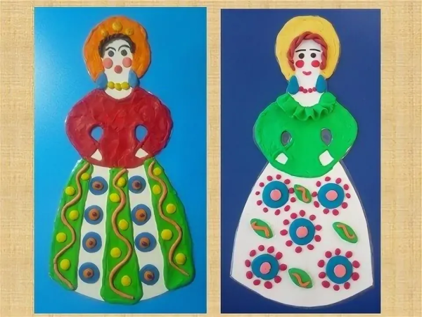 Дымковская барышня пластилинография