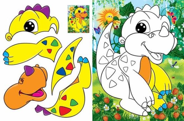 Аппликации динозавры малышам