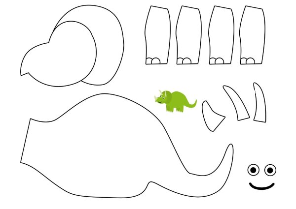 Динозавр из бумаги шаблон