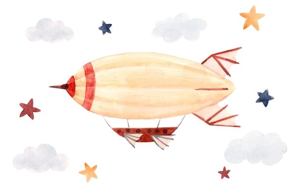 Дирижабль на белом фоне