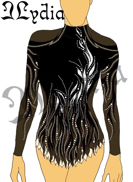 Купальник для худ гимнастики с черной сеткой