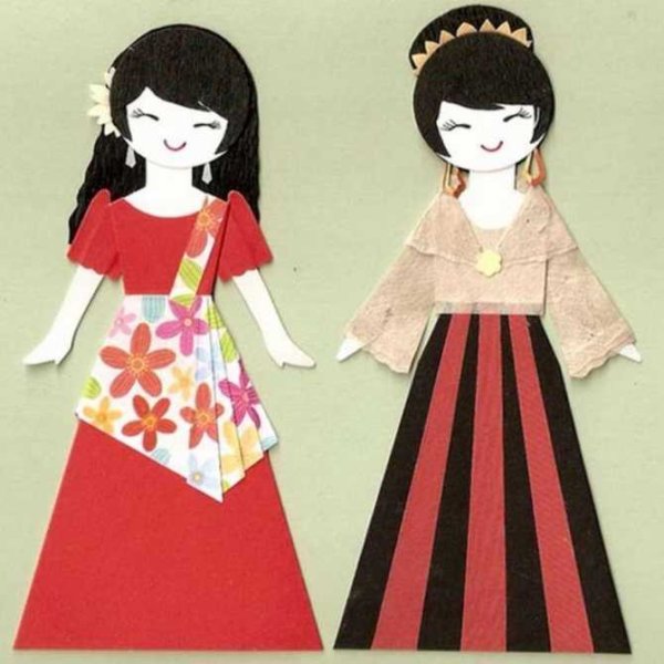 Аппликация кукла в национальном костюме