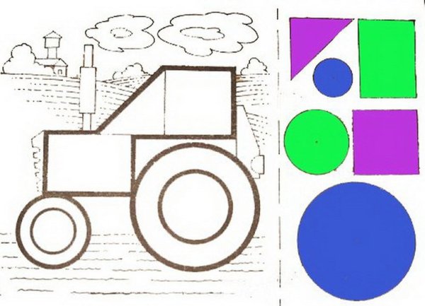 Выкладывание машины из геометрических фигур