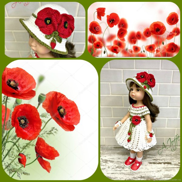 Платье с маками крючком