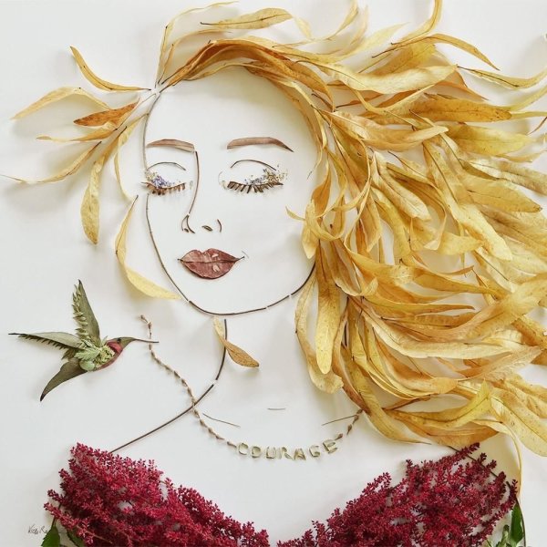 Портрет осени из природных материалов