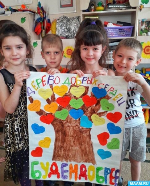 Дерево доброты в средней группе аппликация
