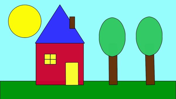 Домик из геометрических фигур для детей