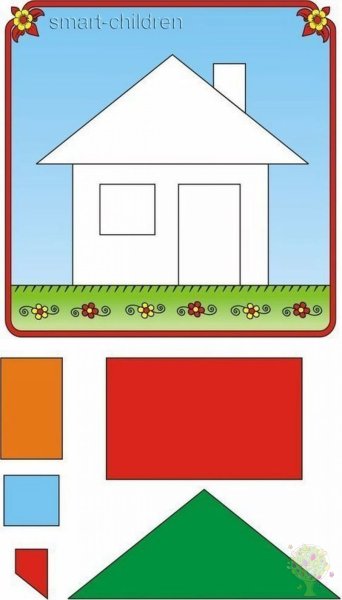 Аппликация домик средняя