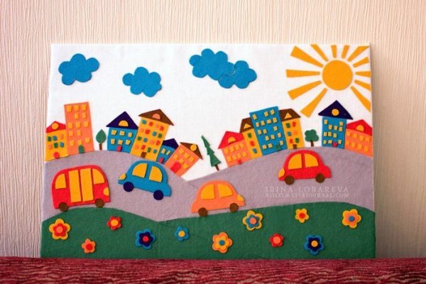 Аппликация на тему город