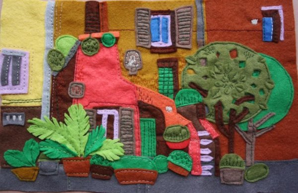 Панно домики из фетра