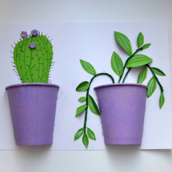 Аппликация комнатные растения старшая группа