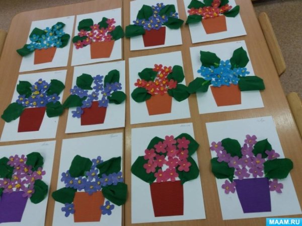 Аппликация комнатные растения в подготовительной группе