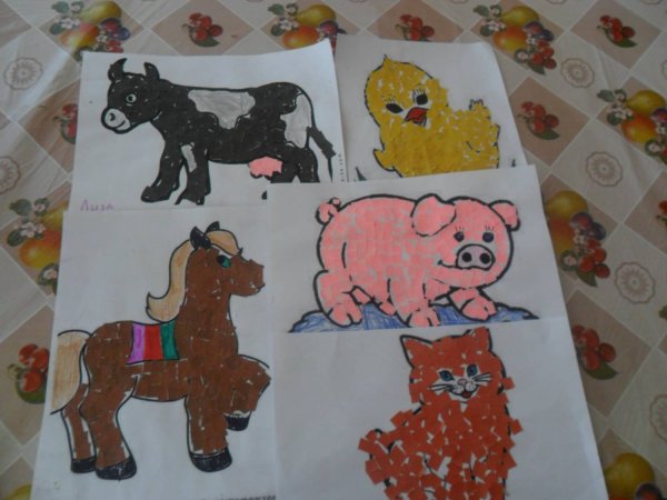 Аппликация в старшей группе на тему животные