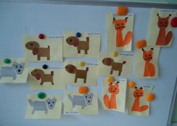 Аппликация домашних животных в средней группе