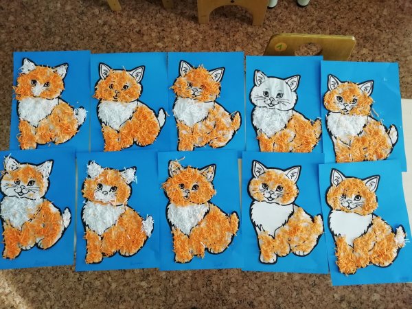 Аппликация кошка в средней группе