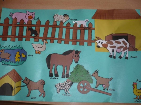 Аппликация домашних животных в подготовительной группе