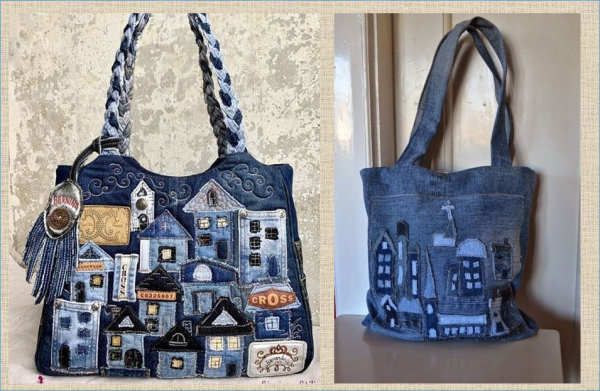 Сумки из джинсы с домиками