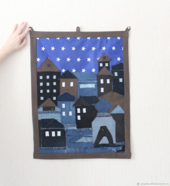 Панно из джинсовых лоскутков