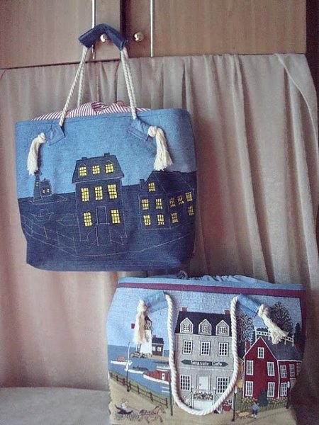 Лоскутные домики джинсовые