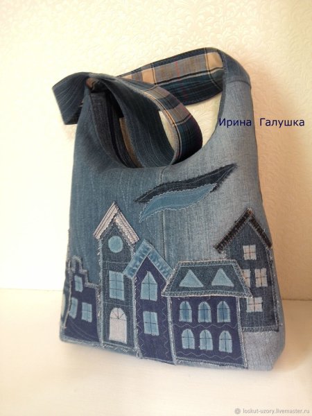 Джинсовые сумочки с домиками