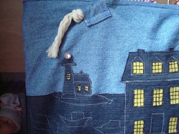 Лоскутные домики джинсовые