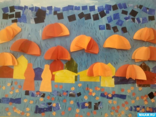 Аппликация зонтики в старшей группе